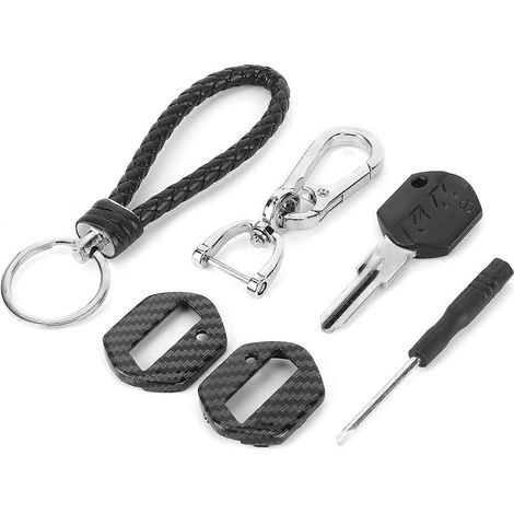 Motorrad-Zündschlüssel-Set (ungeschliffen) mit Gehäuse in Carbonfaser-Optik und Kupferschlüsselrohling