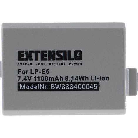 EXTENSILO Akku Ersatz für Canon LP-E5, LC-E5 für Kamera (1100 mAh, 7,4 V, Li-Ion) (1/4)