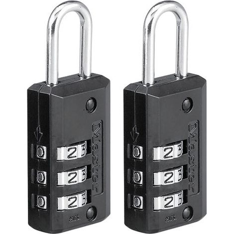 Kombinationsschloss 3-stellig Schwarz 20 mm Set mit 2 Stück - Master Lock