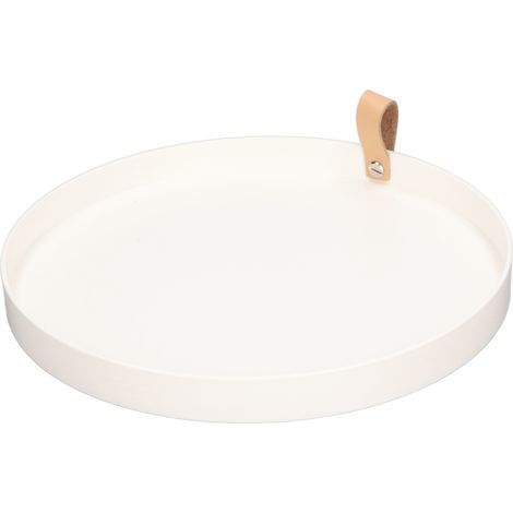 Soucoupe à bijoux ronde blanche élégante en ABS imperméable, plateau de vanité multifonction pour parfums et accessoires. (1/5)
