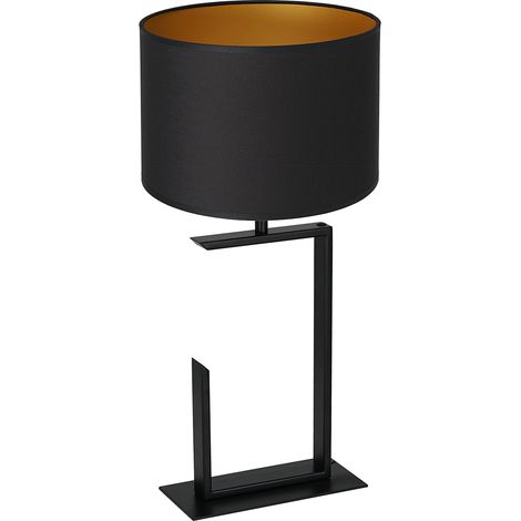 Lampe table noire métal abat-jour or 52cm E27 Luminex