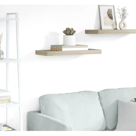 Étagère murale flottante, couleur chêne, 60 x 23,5 x 3,8 cm, MDF (1/5)