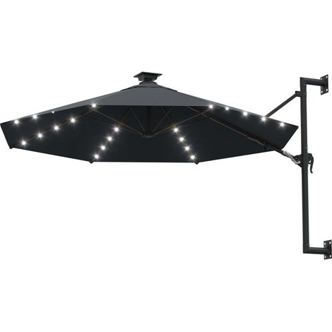 INLIFE Parasol mural avec mât métallique et LED 300 cm Anthracite (1/5)