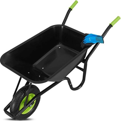 Carriola da giardino 100 L   Nero  Ausilio per il trasporto fino a 210 kg con pneumatici - inclusi i guanti (1/2)