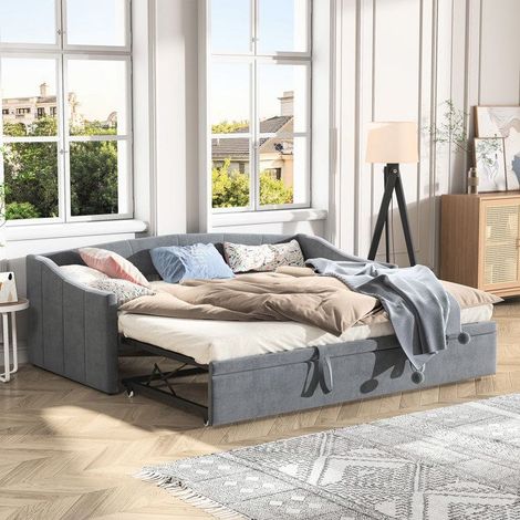 Sofá cama nido 90x200 cm - 2 plazas - litera - Tejido de terciopelo suave - Contemporáneo - Gris