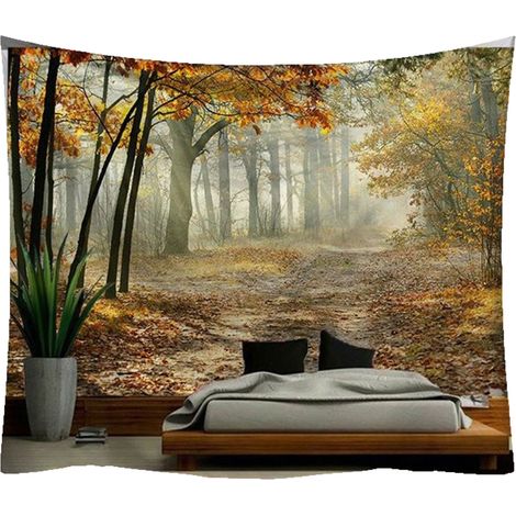 Tapis Murale - Paysage Forêt Feuilles Été Randonnée - Décoration Murale Chambre Salon Dortoir - 230 x 180 cm - 1 Pièce (1/5)