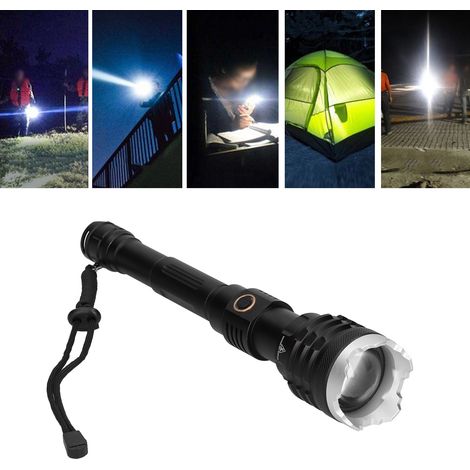 Lampe torche LED à forte luminosité avec zoom à 5 niveaux, lampe torche d'urgence pour l'extérieur, rechargeable par USB (1/5)
