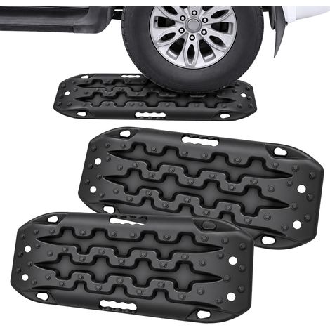 Relaxdays Recovery Boards, 2-piece set, HWD: 6 x 57 x 30 cm, 7 t, plastic, off-road recovery aid, sand, mud, black (1/5)