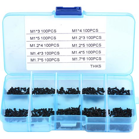Kit d'assortiment de 1000 petites vis autotaraudeuses à tête cruciforme M1, M1.2, M1.4 et M1.7