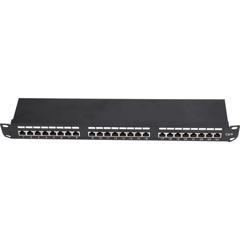 Panneau de Brassage 24 Ports Blindé, Rack Réseau avec Prises RJ45 Interchangeables et Amovibles (1/5)