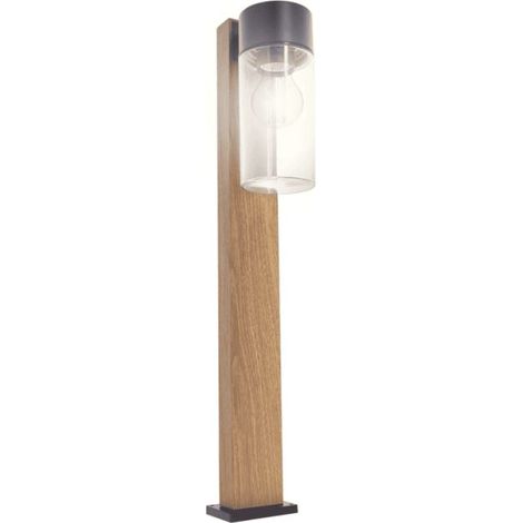 Xanlite – Borne d'extérieur filaire noire et bois IP44 – Culot E27, 40W max, 230V AC, métal, 600 x 90 x 145 mm – BOFE40WNW