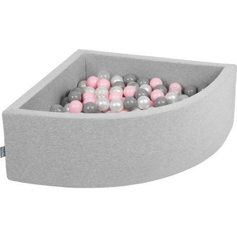 KiddyMoon 90X30cm/200 Palline Piscina Di Palline Colorate ∅7Cm Per Bambini Quarto Angolare In EU, Grigio Ch:Perla/Grigio/Trasparente/Rosa Ch (1/4)
