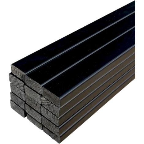 Lot de 15 Tasseaux Pin Abouté Peint Noir, L.250 cm x l.2 cm, Ep.4 cm