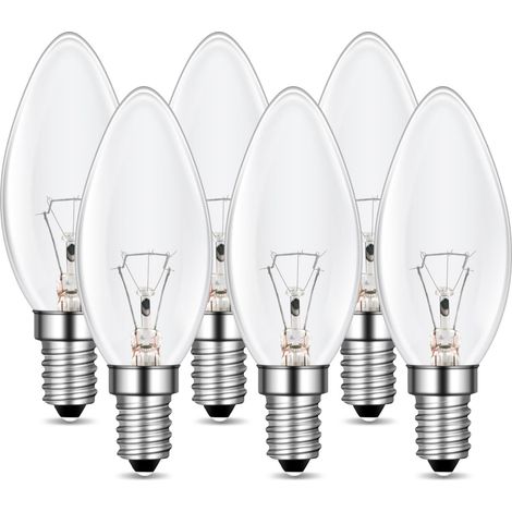E14 Dimmbare Kerzenbirne 230 V, Kerzenflamme, 2700 K Warmweiß, 400 lm, E14-Schraubsockel, C35 Klar, Dekorative Glühbirnen, Für Kronleuchter und Schreibtischlampen, 6er-Pack
