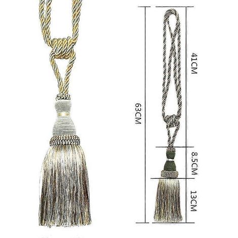 1 paquet d'embrasses à pompons pour rideaux, embrasses en corde faites à la main, décoratives pour la maison, le bureau ou l'hôtel ( ) (1/2)