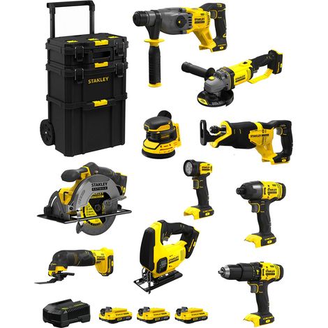 STANLEY FatMax Kit SVK1000 (SFMCH900+SFMCG400+SFMCD711+SFMCF800+SFMCS500+ SFMCS600+SFMCW220+SFMCS300+SFMCE500+SFMCL020+3 x2,0Ah) (1/5)