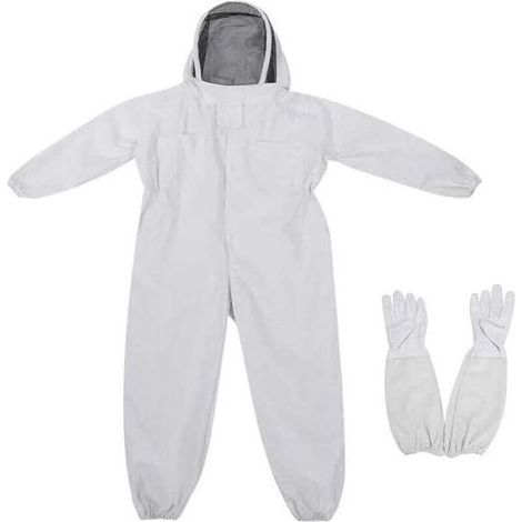 Combinaison Anti-Abeille Enfants Protection Apiculture Capuche Voile Une Pièce Blanc Taille M (1/4)
