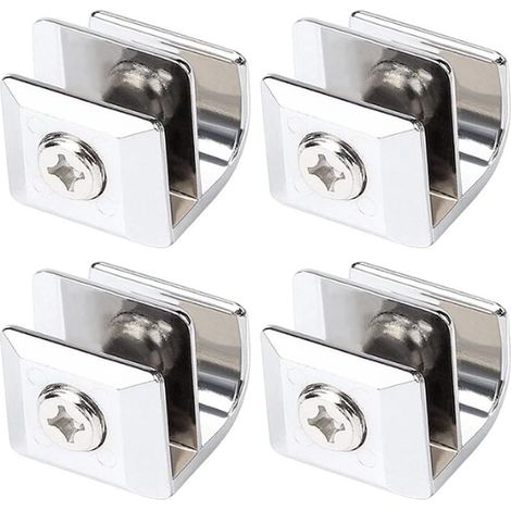 Set di 4 maniglie per ante in vetro senza foratura, ideali per vetrine, armadi e cassetti. Realizzate in lega di zinco, sono adatte a vetri da 6 mm a 12 mm. (1/5)
