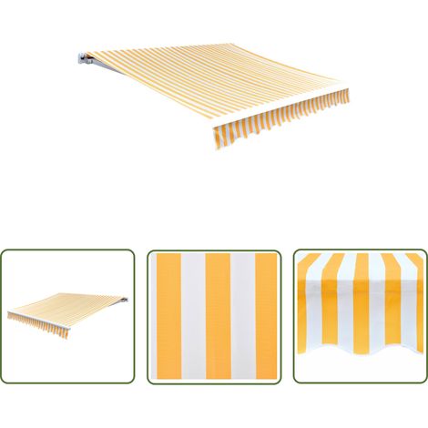 The Living Store Tissu d'auvent Jaune tournesol/blanc 3x2,5 m (cadre non inclus) - Toile D'auvent - Auvent - Parasol - Protection Solaire - Jardin (1/6)