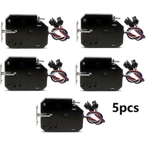 Lot de 5 verrous de porte électromagnétiques 12 V CC pour distributeur automatique, mini-porte de placard ou de meuble. (1/5)