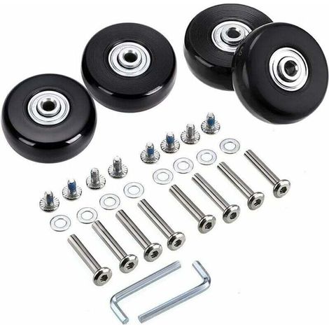 Roulettes de remplacement pour valise – Lot de 4 roues pivotantes en caoutchouc, dimensions 50 × 18 mm, avec roulements intégrés (1/5)