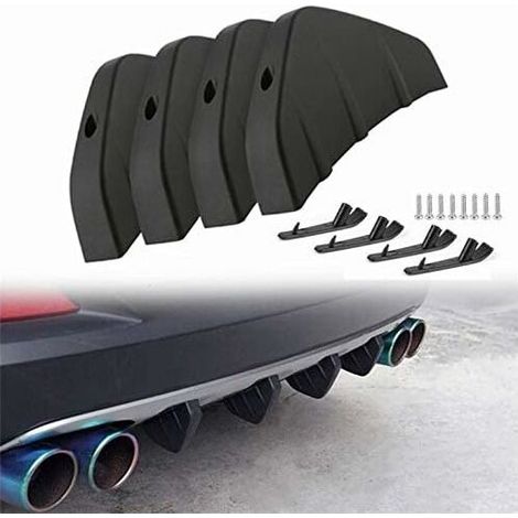 Car Rear Bumper Spoiler Diffuser for Shark Bumper Rear Spoiler Auto Accessory Protection Decoration 4pcs Black (1/5)