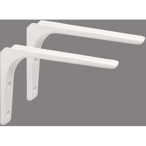 Shelf brackets, corner brackets, wall shelf brackets, 200 mm x 150 mm, glossy white, metal surface, 2 pieces (1/5)