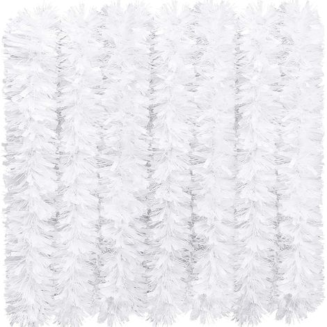 Guirnalda navideña de 10 m, oropel metálico blanco, guirnalda gruesa y brillante para la decoración del árbol de Navidad.