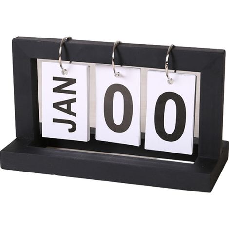 Calendrier de bureau rétro en bois, calendrier perpétuel à pages dépliables, décoration pour la maison et le bureau (1/2)