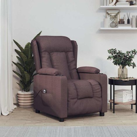 Fauteuil inclinable électrique-Chaise de relaxation-Fauteuil Relax Marron foncé Tissu 216453 (1/5)