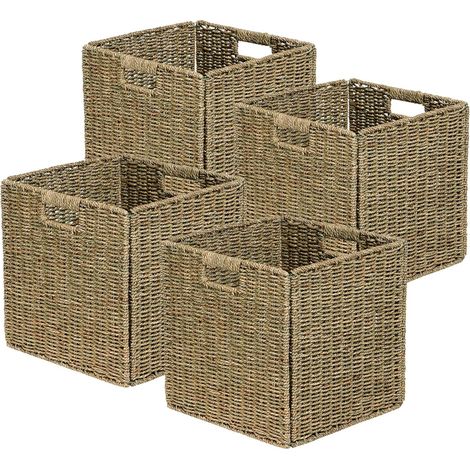 Lot de 4 paniers pliables en jonc de mer naturel 31 x 31 x 31 cm (1/5)