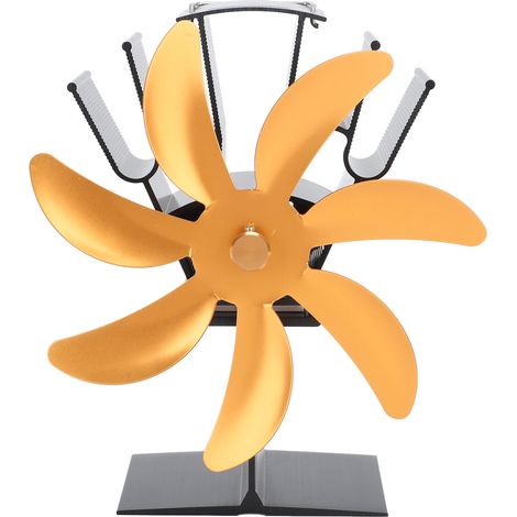 7 Blade Heat Powered Stove Fan Aluminum Alloy Thermoelectric Fireplace Fans for Wood Log Burners Fireplace Gold