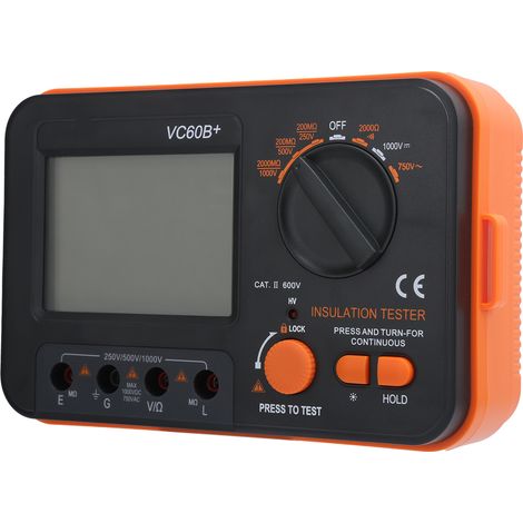 Megohmmètre VC60B+ Testeur Résistance Isolation Multifonction Portable avec Alarme Sonore et Lumineuse, Détection Court-Circuit, Réinitialisation Automatique (1/5)