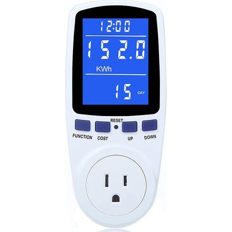 Watt prise de compteur de puissance domestique consommation électrique surveiller la consommation, tension d’énergie ampères Kill Tester avec rétro-éclairage, Protection contre les surcharges, (1/5)