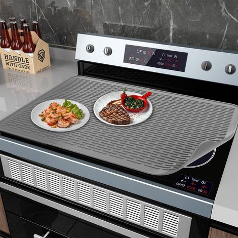 Housse de table Induction 71 x 51 cm, protection couvercle pour plaque de cuisson en silicone pour cuisinière électrique, gris tapis pour plaque à induction (1/5)
