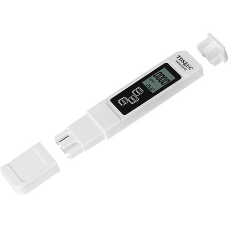 Digitales 3-in-1-Wasserqualitätsmessgerät, TDS/CE/Temperatur, 0–9990 ppm, 0–999 µS/cm, 0,1 °C–80,0 °C, automatische Temperaturkompensation, hohe Genauigkeit, weiß (1/5)