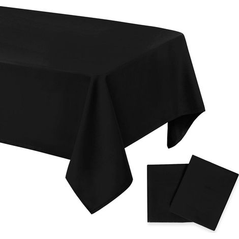 Nappe 140x280cm Noir, 2 pièces, lavable, antitache, Polyester