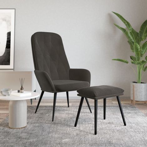 Furniture Limited - Chaise de relaxation avec repose-pied Gris (1/5)