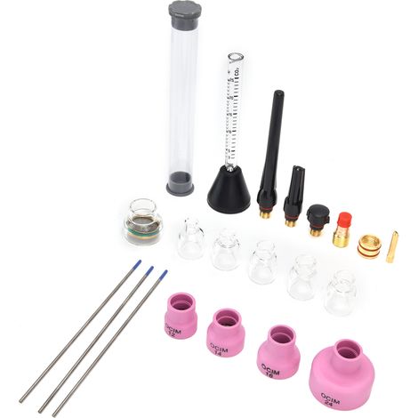 Argon-Lichtbogenschweißdüsen-Set mit Gasdurchflussmesser, Wolframnadel-Dichtungsring 2,4 mm für WP‑17/18/26 (1/5)