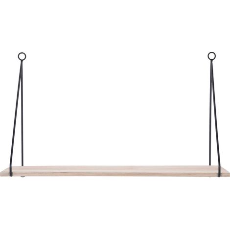 Étagère murale en bois de paulownia et métal noir – Longueur 51 cm, largeur 17 cm, hauteur 29 cm – Installation simple pour décoration intérieure – Wadiga (1/2)