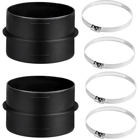 Lot de 2 raccords de tuyau ronds de 75 mm avec 4 colliers de serrage en acier inoxydable - Accessoire de chauffage auxiliaire pour applications de chauffage ou de refroidissement (1/5)