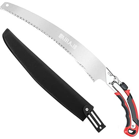 Scie d'élagage 520 mm – Lame en acier SK5 – Dents trilatérales pour coupe efficace – Gaine de protection incluse – Airaj