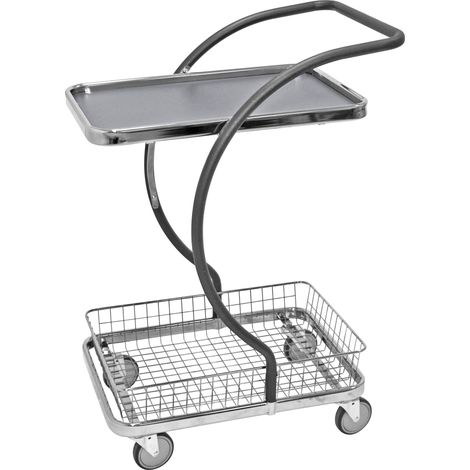 Kongamek C-Line Tischwagen in grau mit Boden und Korb unten 595x360mm Ladefläche