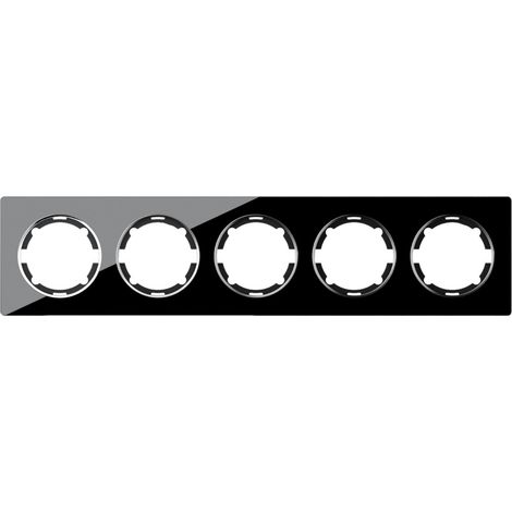 Plaque de finition Garda, en verre, horizontal, 5 postes - noir