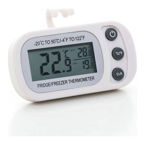 Termometro per frigorifero con display LCD, termometro digitale impermeabile per congelatore con gancio magnetico, termometro per frigorifero bianco (da -20℃ a 50℃) (1/5)