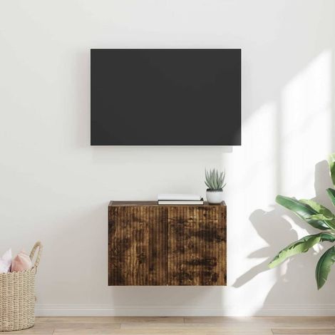 vidaXL TV Wall Cabinet 59.5 x 31 x 40 cm Smoked Oak Engineered Wood (1/5)