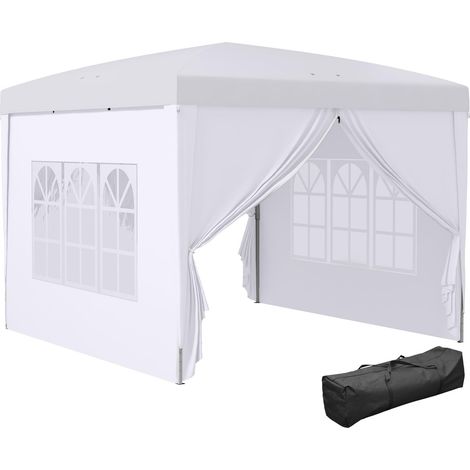 Tonnelle Barnum Tente de réception Pliante 3 x 3 x 2,58 m avec fenêtres + Sac de Transport Blanc produit de qualité avec garantie satisfait ou remboursé