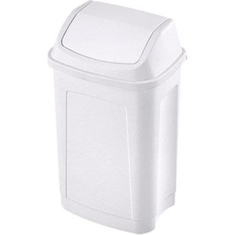 Poubelle plastique 10 litres rectangle à couvercle basculant blanche