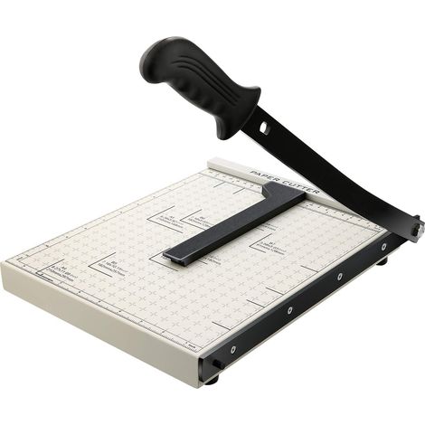 COOCHEER Taglierina A4,Taglierina per carta,Protezione di sicurezza,Taglio simultaneo10 fogli di carta,Base metallica, 32,5 x 25 x 3 cm,Bianco (1/5)