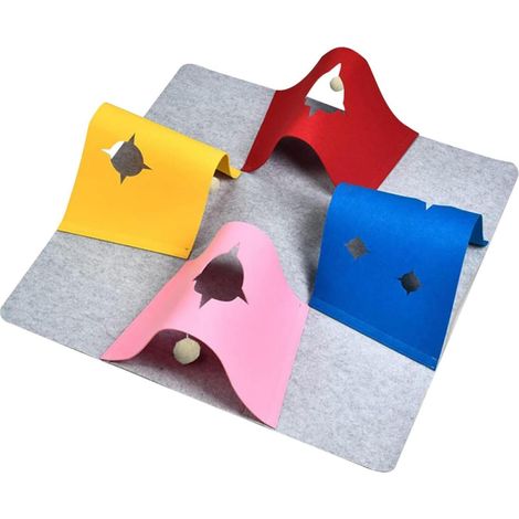 Tunnel Chat Enrichissement Pliable Interactif Tapis d'Activité Enrichissant pour Chaton d'Intérieur Pour Anti-Ennui, Divertissement, Stimulation Mentale, Entraînement (1/5)